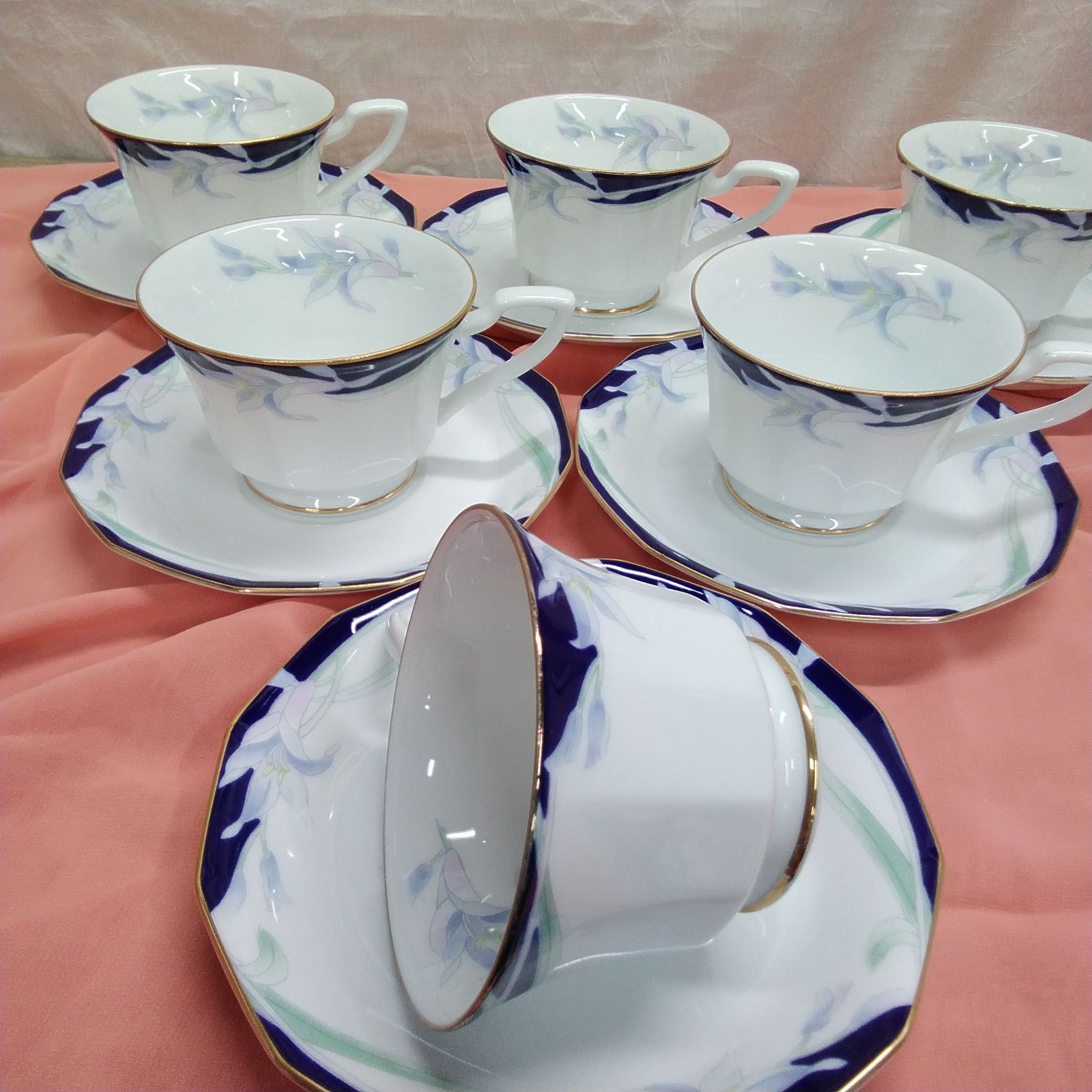 洋食器 HOYAホヤ コーヒーor紅茶カップ＆ソーサー 6客セット 中古品(美 