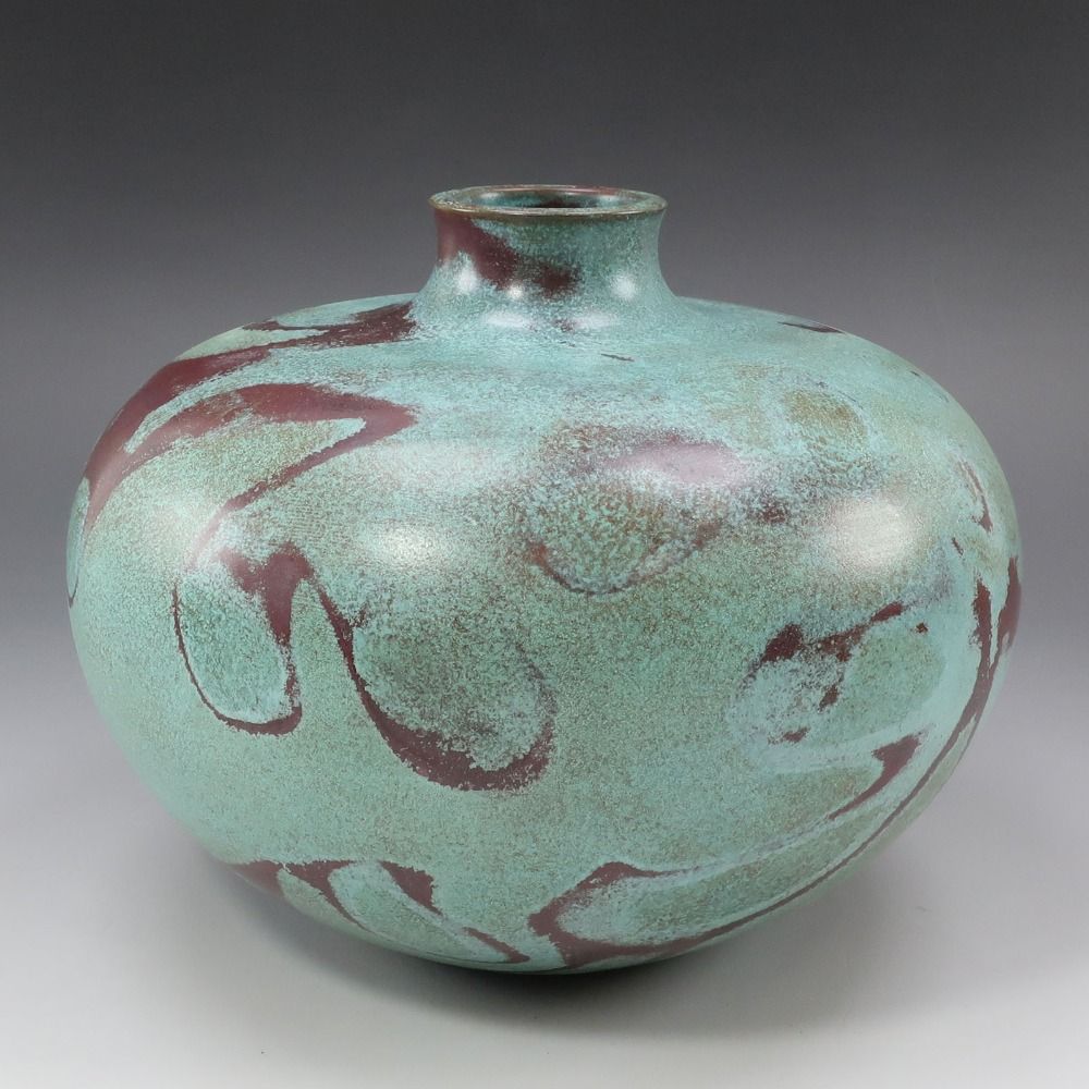 般若勘渓 作 本焼青銅平丸形花瓶 銅製 _ 花瓶 - メルカリ