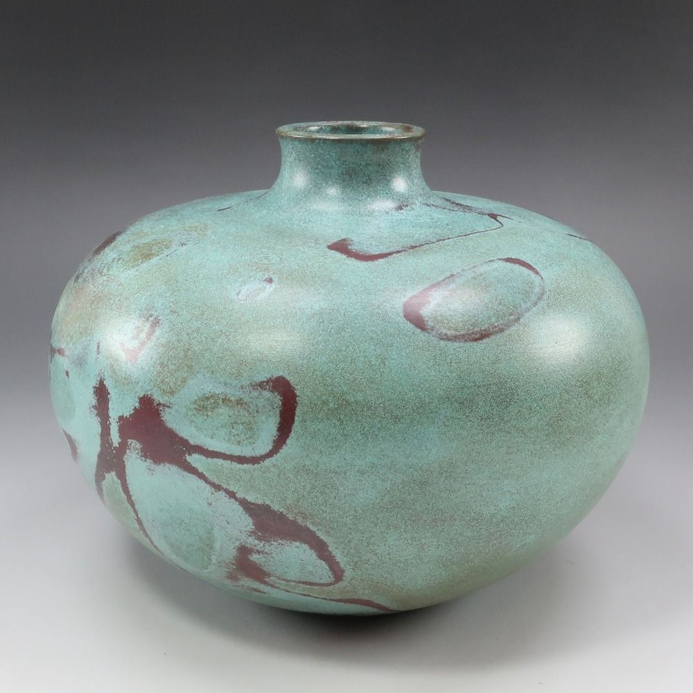 般若勘渓 作 本焼青銅平丸形花瓶 銅製 _ 花瓶 - メルカリ