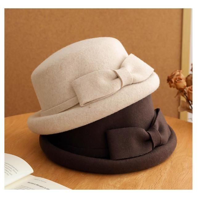 平頂フェルトハット フレンチエレガント
