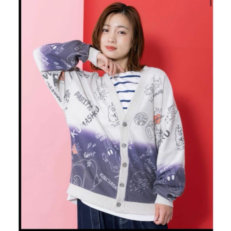 ScoLar Parity 落書き柄段染め風裏毛使いカーディガン