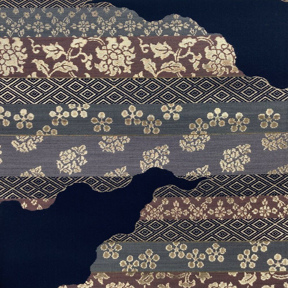 たんす屋 リユース帯 帯 袋帯 紺 フォーマル セミフォーマル 切箔 道長取り 名物裂