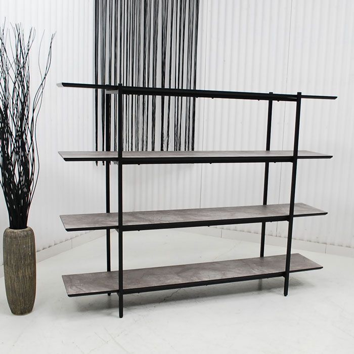 アウトレット 現品限り 一部 大 展示品 魅せる収納ラック １６０幅 シェルフラック ブラックグレー モノトーン 251129 アレリア160シェルフ