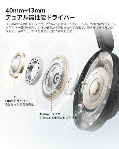 VGP 2026 受賞 QCY H 3 S ヘッドホン ワイヤレスヘッドホン Bluetooth 6 0 ノイズキャンセリング 有線 無線ハイレゾ 56 dBノイズキャンセリング 360°空間オーディオ 最大102時間連続再生 外音取り込み クリアな通話 マルチポmm