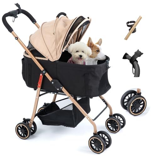 MILA LOUIS ペットカート 多頭の小型犬 猫 中型犬一匹用 犬 カート 分離 全体として ワンタッチ 折りたたみ ベビーカー コンパクト ペットかーと ドッグ バギー 軽量 キャリー 折り畳み ペットキャリー 取り外し 四mm