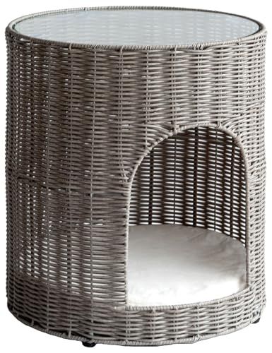サイドテーブル 猫ちぐら Pienet ピエネ サイドテーブルとしても使える樹脂製ラタンの猫ちぐら CGR 400 GJmm