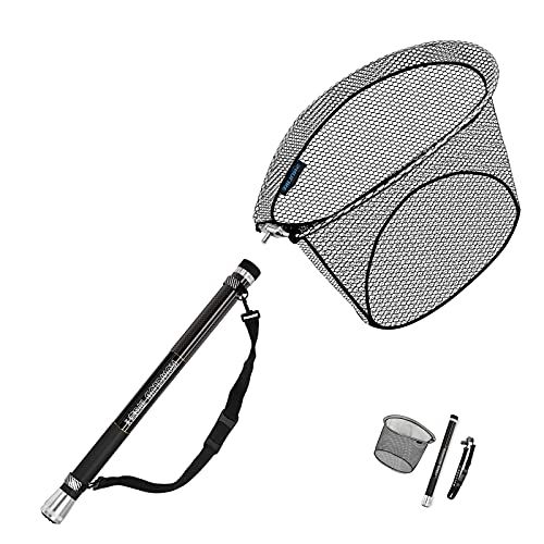 KOMCLUB ランディングネット タモ網 カーボン製 玉網 全長3 6 5 M 伸縮ランディングポール 磯玉のセット 9本小継 玉の柄 ラバーコーティングネット 海釣り たも網 軽量 コンパクト 淡水 海水両用mm