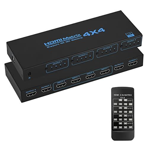 HDMIマトリックス 4入力4出力 4 K 30 Hz スイッチャー セレクター x IRリモコン付き 4画面 分配 1080 P 60 3 D RGB YUV mm