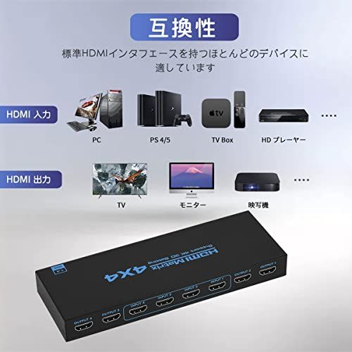 HDMIマトリックス 4入力4出力 4 K 30 Hz スイッチャー セレクター x IRリモコン付き 4画面 分配 1080 P 60 3 D RGB YUV mm