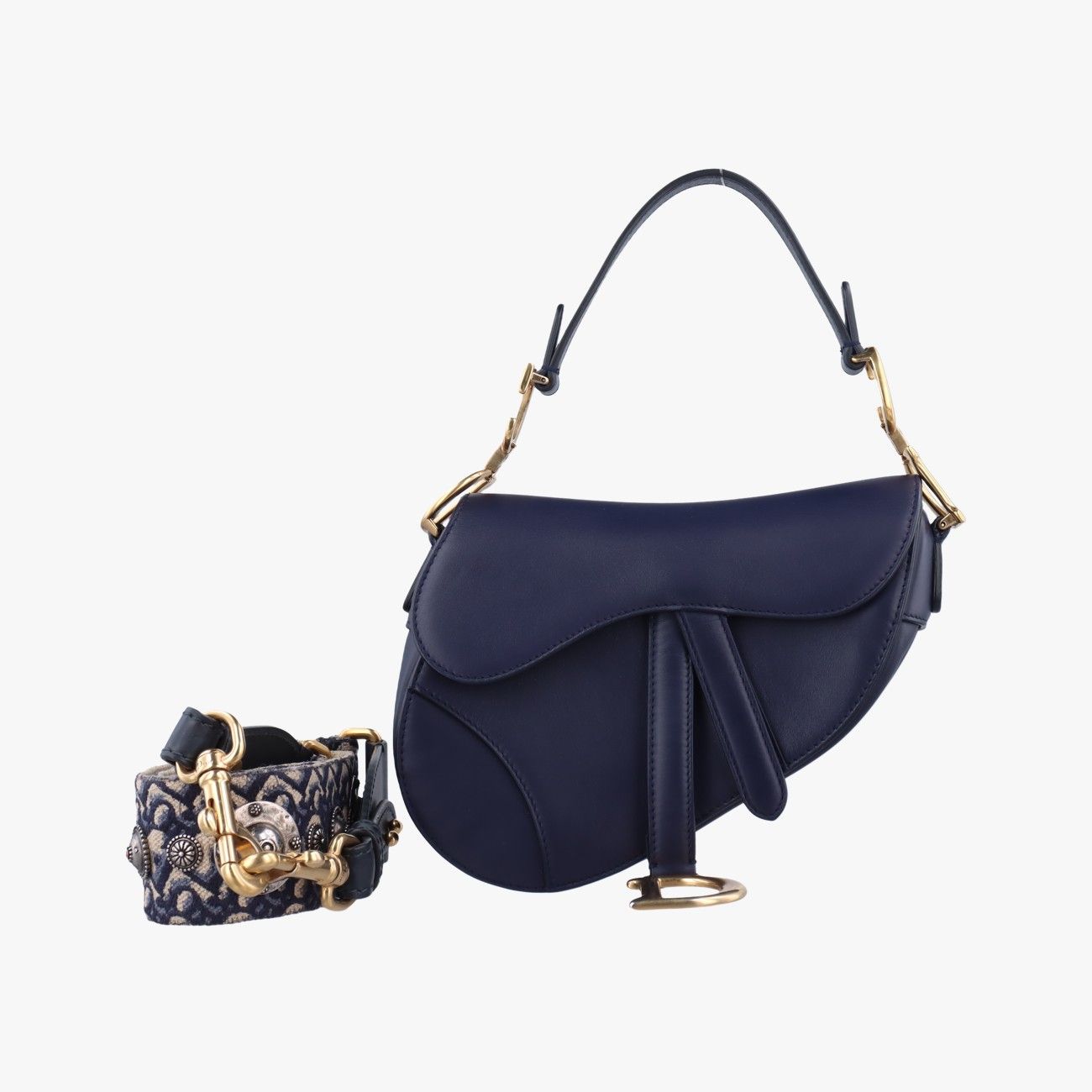 クリスチャンディオールChristian Diorサドルバッグ ネイビー レザー