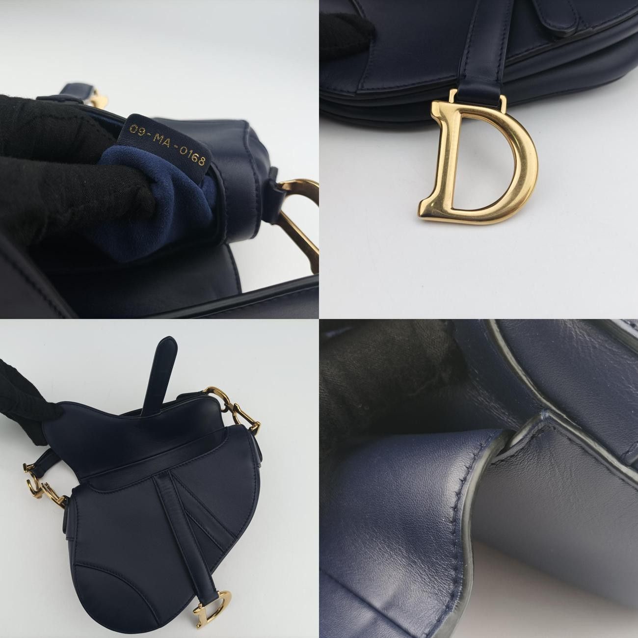 クリスチャンディオールChristian Diorサドルバッグ ネイビー レザー