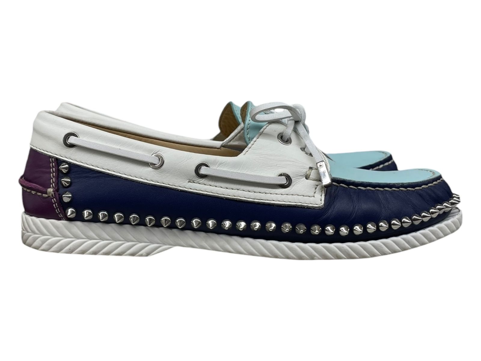 Christian Louboutin クリスチャンルブタン ボートシューズ STECKEL FLAT CALF M 251 41 5 マルチシルバー メンズ 025