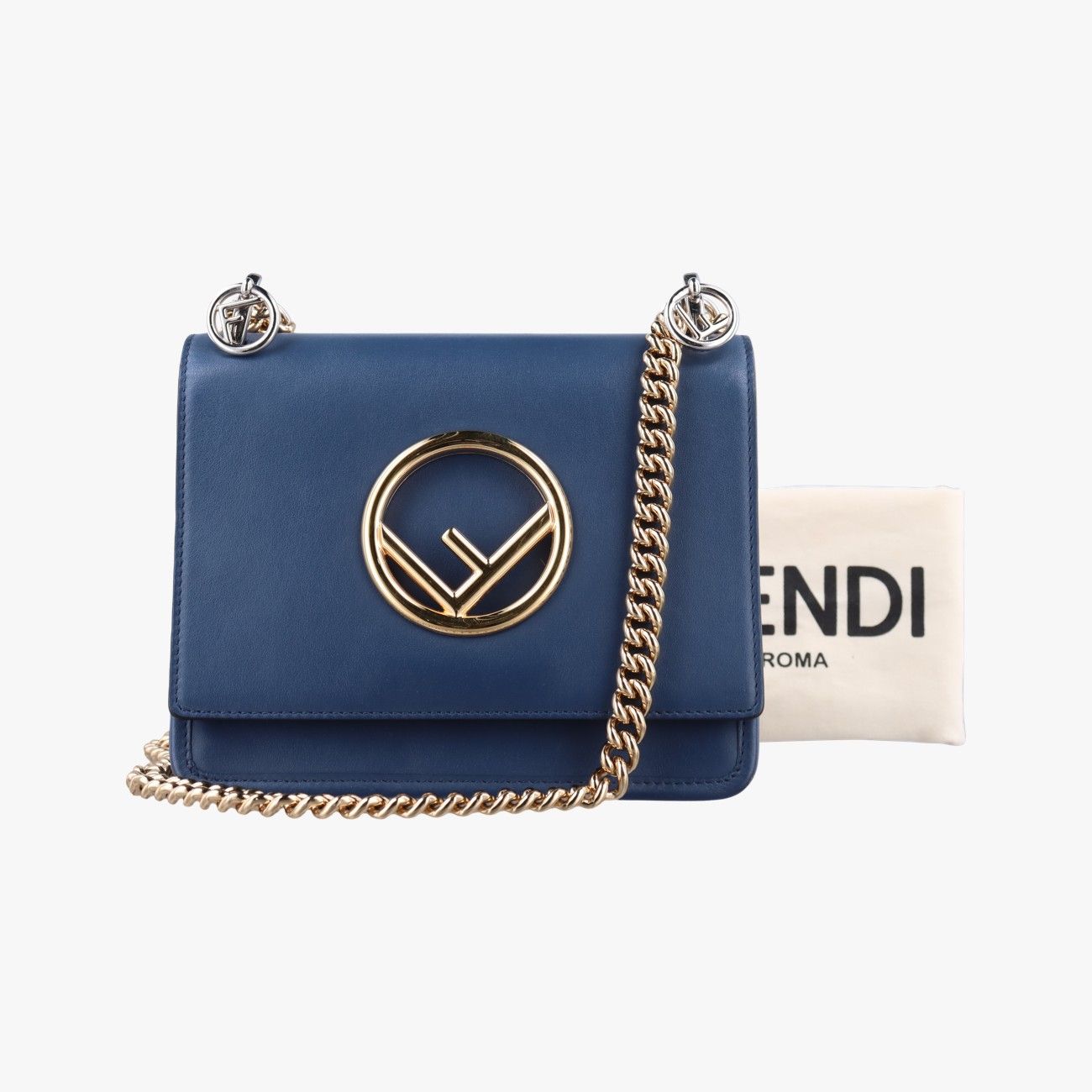 フェンディFendiキャナイエフ ネイビー レザー 8 BT 286 2 IH 179 0189