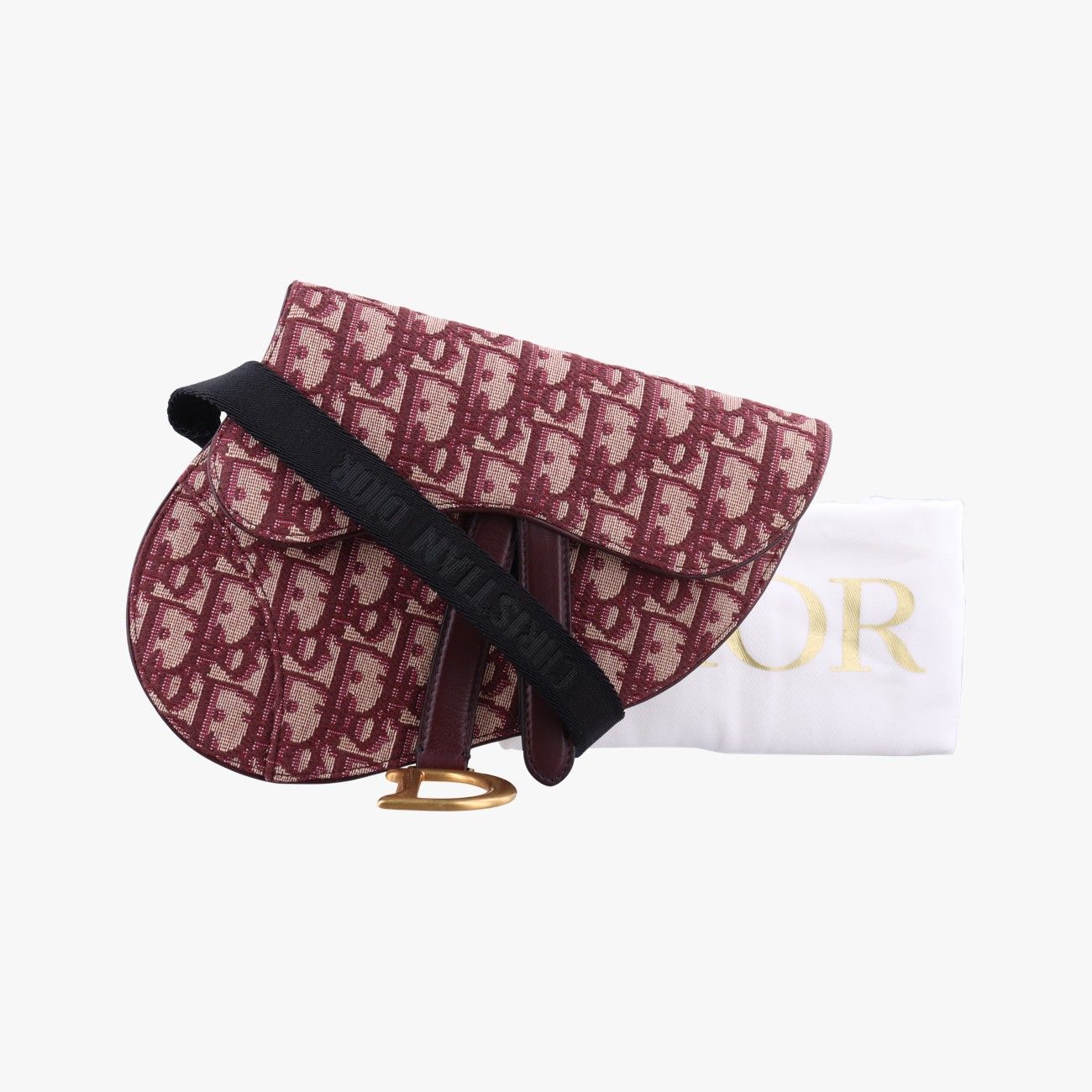 クリスチャンディオールChristian Diorサドル レッド ベージュ ジャガード 50 MA 0169