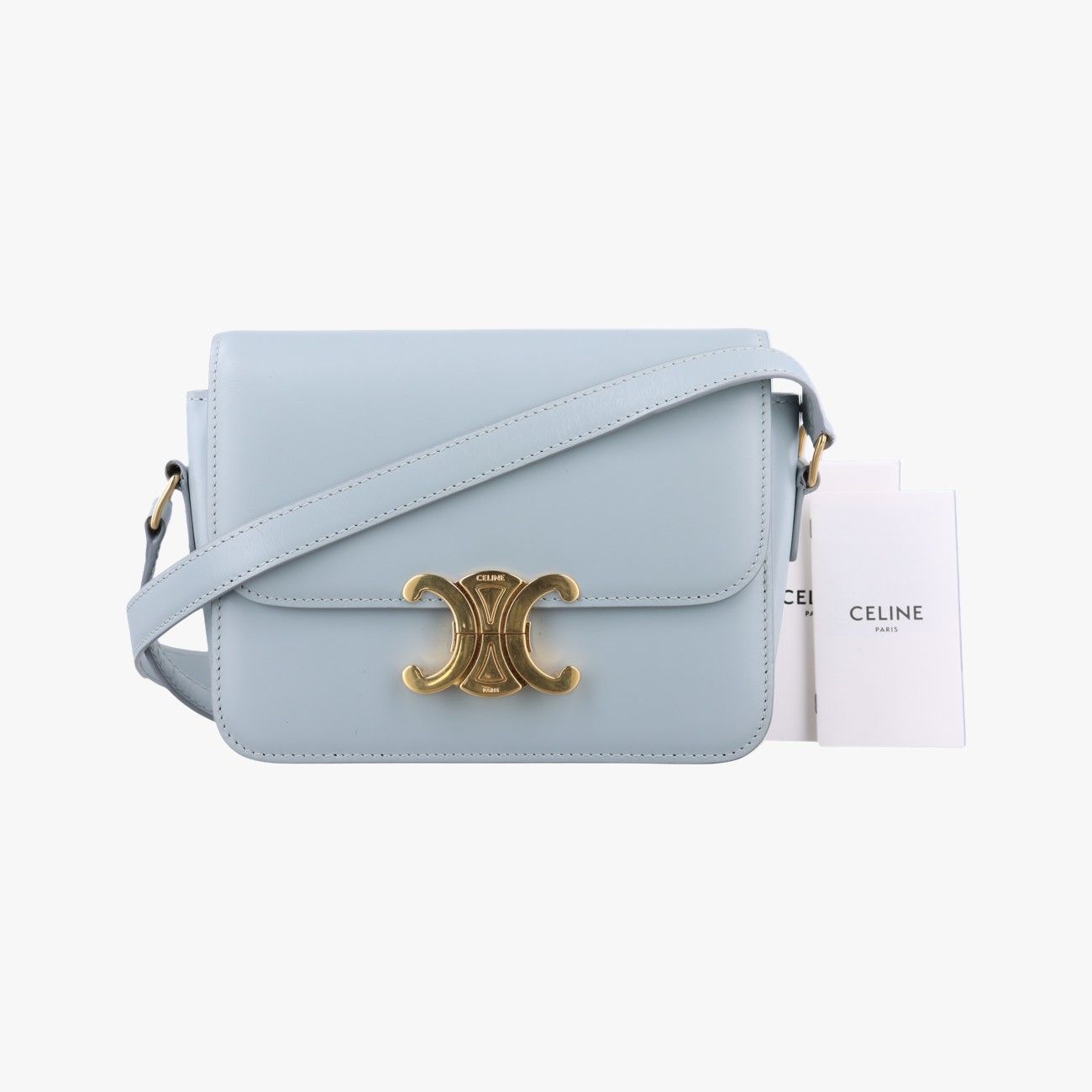 セリーヌCelineティーン トリオンフ ブルー レザー U GM 0241