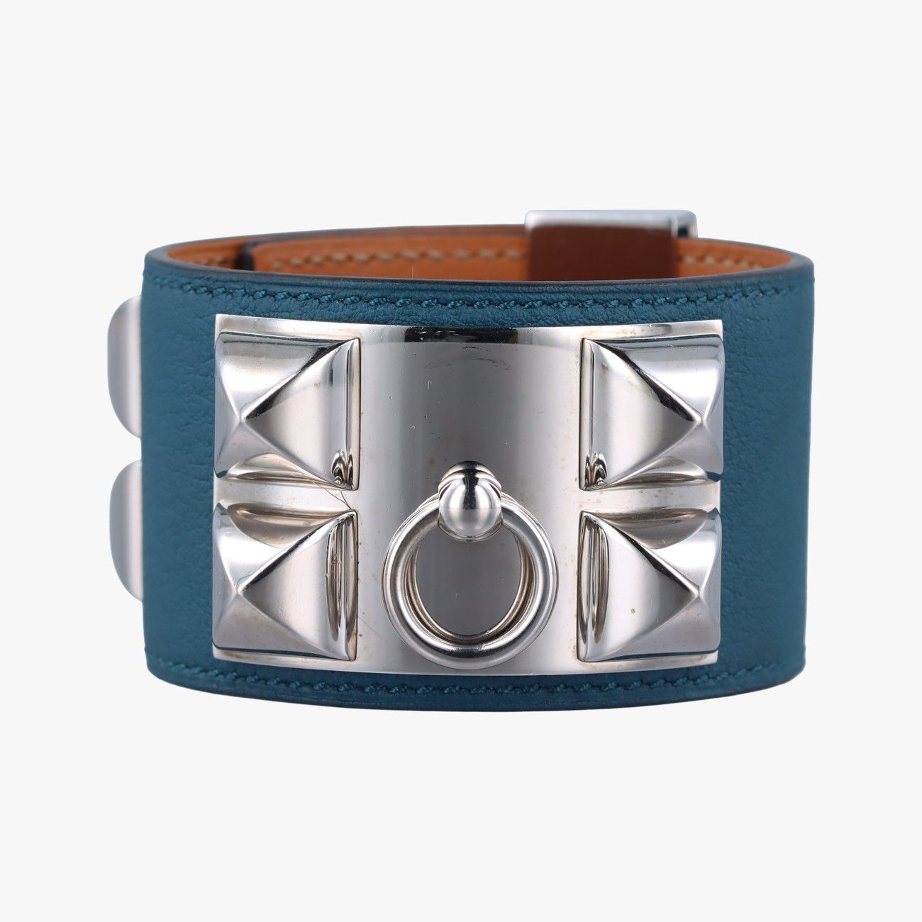 エルメスHermesコリエ ド シアン ブルー シルバー レザー GP N R