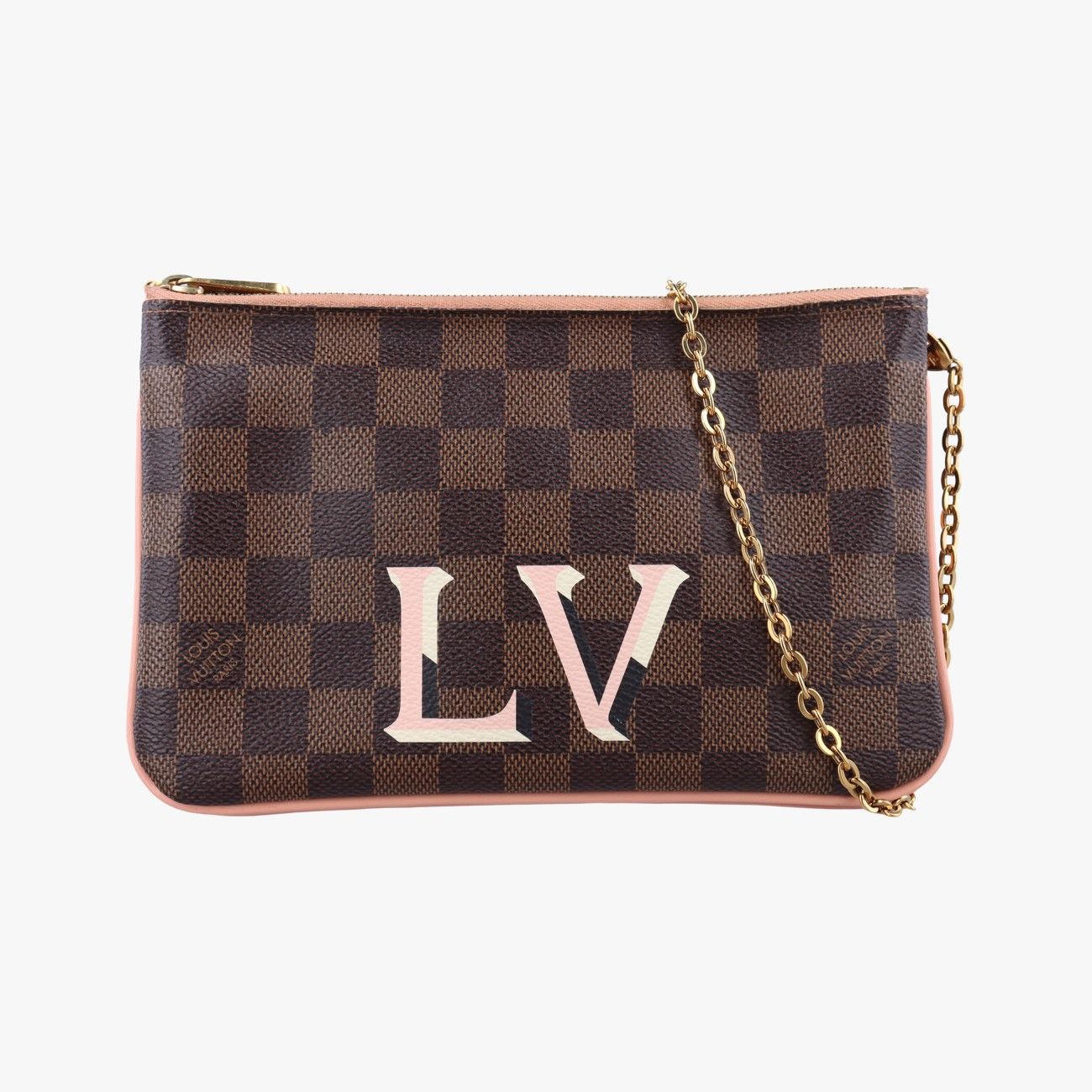 ルイヴィトンLouis Vuittonポシェット ドゥーブルジップ エベーヌ ローズバレリーヌ ダミエキャンバス N 60254 MI 4149