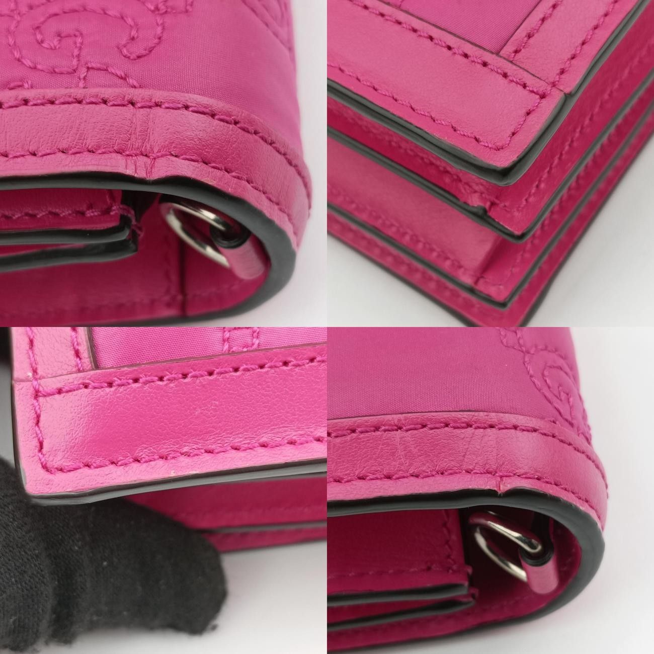 グッチGucciGGキルティング ミニ メッセンジャー ピンク キャンバス