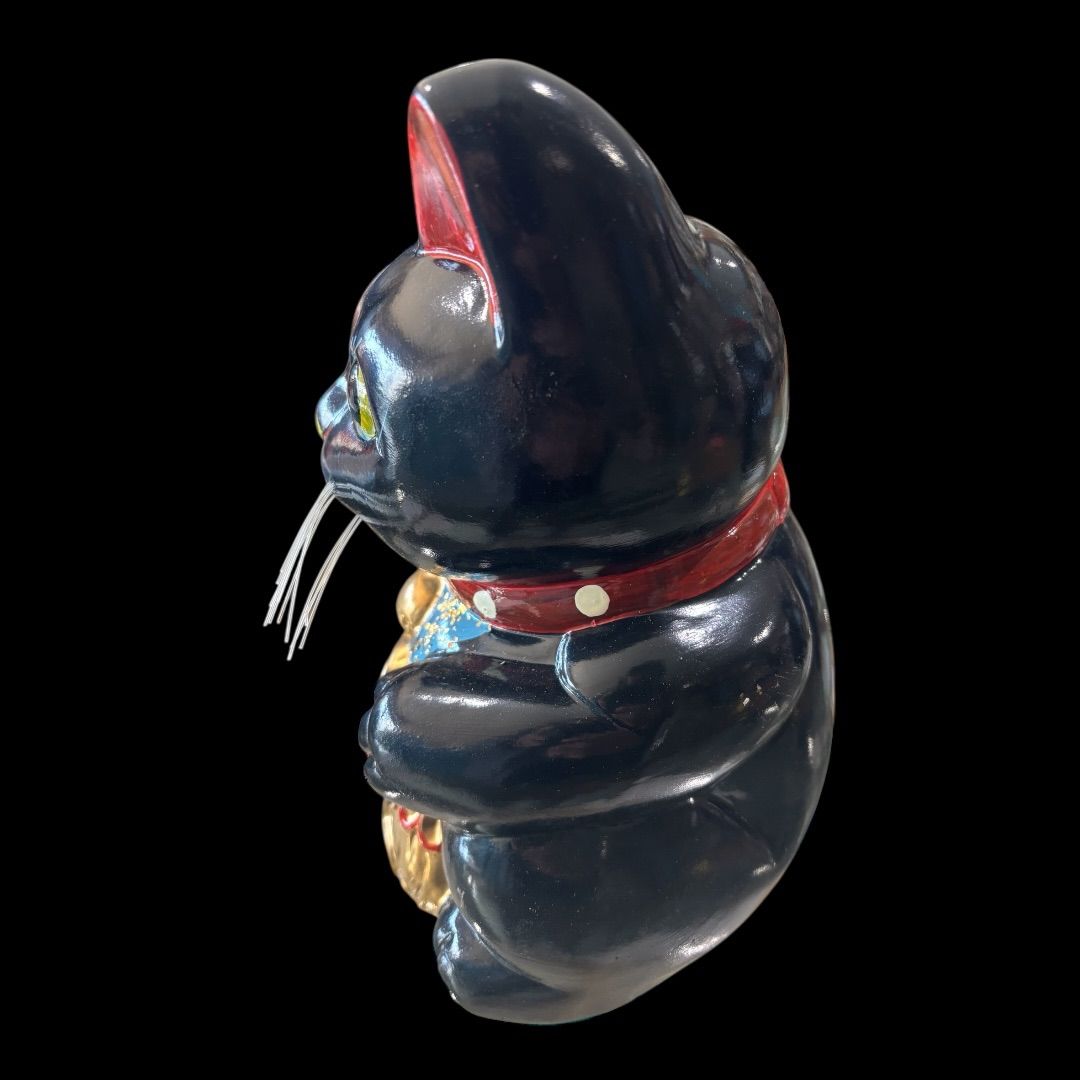 招き猫 貯金箱 「百万両」陶器製 置物 昭和レトロ 陶器製 貯金箱