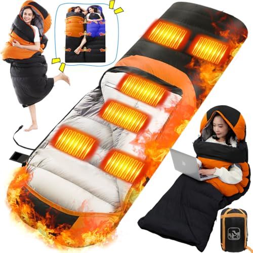電熱寝袋 USB 電気シュラフ 6つヒーター 手足が出せる 冬用 着る寝袋 急速発熱 封筒型 キャンプ ダウンシュラフ ヒートシュラフ 15℃ 20℃ 210 T 撥水 2 3 kg 防寒保温 コンパクト アウトドア 登山 車中泊 防災用 オフィス m