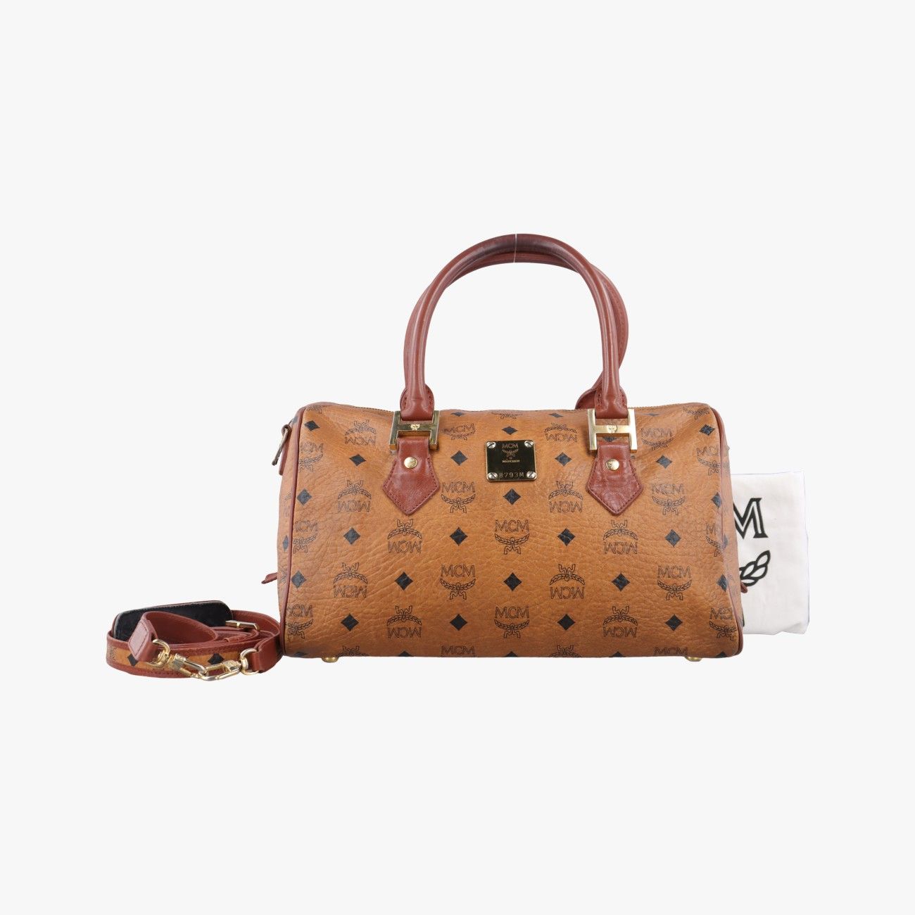 エムシーエムMCMロゴグラム ビセトス ブラウン ブラック レザー