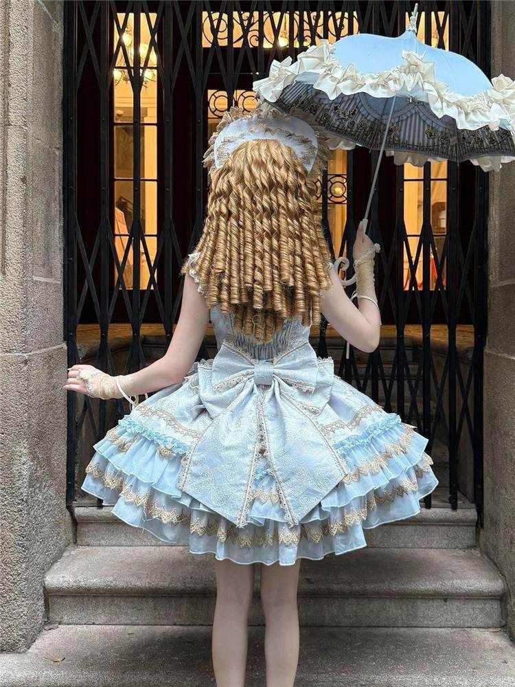 ロリータJSK lolitaドレス コスプレ衣装 ゴスロリ 感 舞台衣装 イベント向け 普段着ブルー