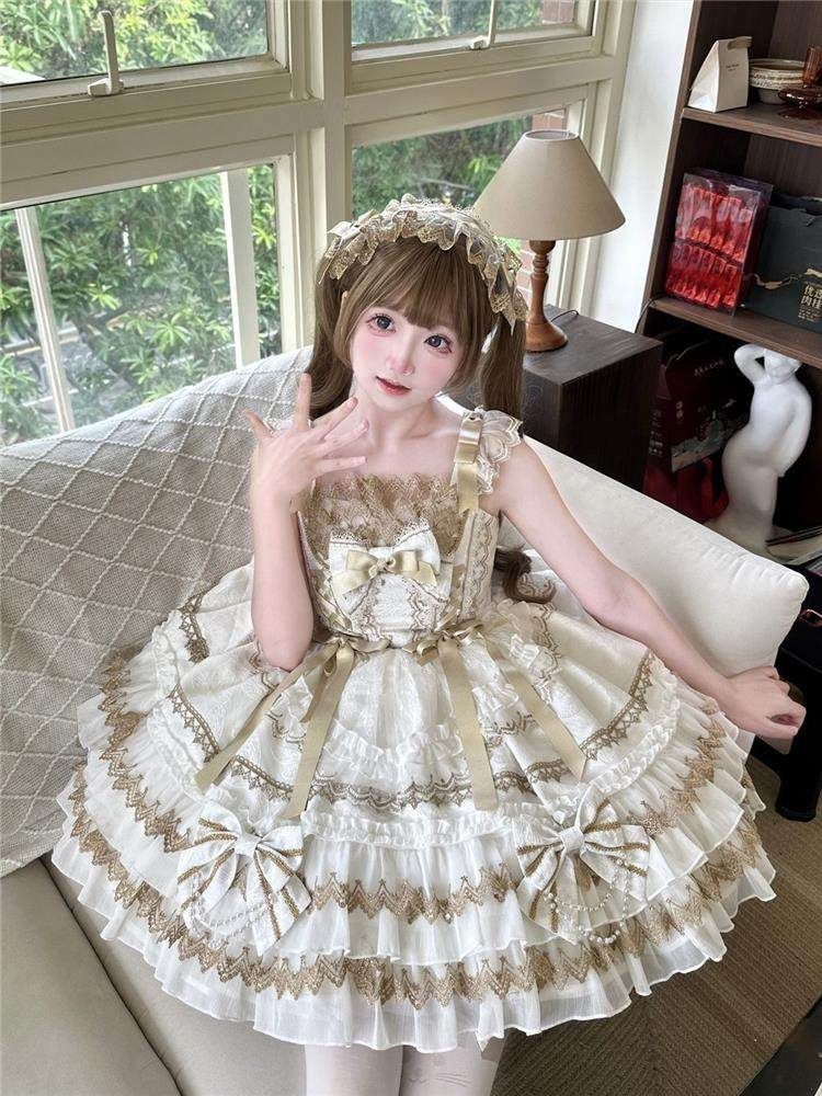 ロリータ3点セット JSK ヘアバンド テイルパネル lolitaドレス コスプレ衣装 ゴスロリ 感 舞台衣装 イベント向け 普段着ホワイト