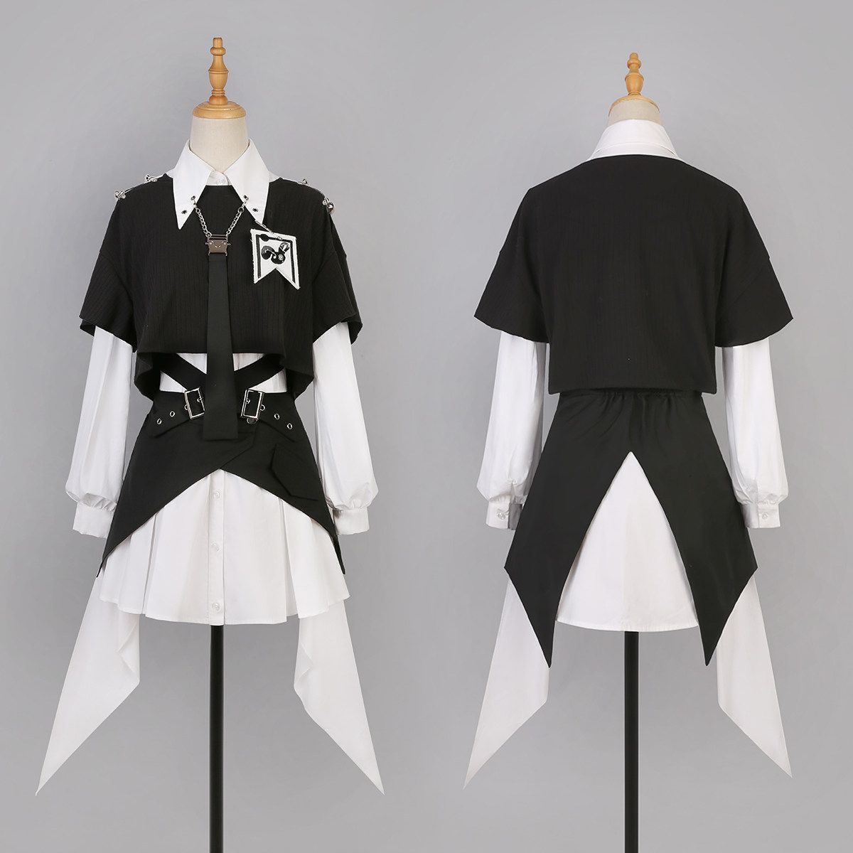 ゴシック風ロリータ コスプレ衣装 ゴスロリ lolita 4点セット トップス ワンピース スカート レッグウェア レイヤードセットアップ 感 舞台衣装 イベント向け 普段着