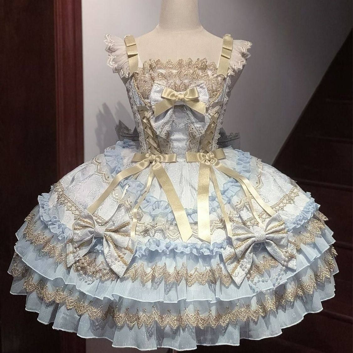 ロリータJSK lolitaドレス コスプレ衣装 ゴスロリ 感 舞台衣装 イベント向け 普段着ブルー