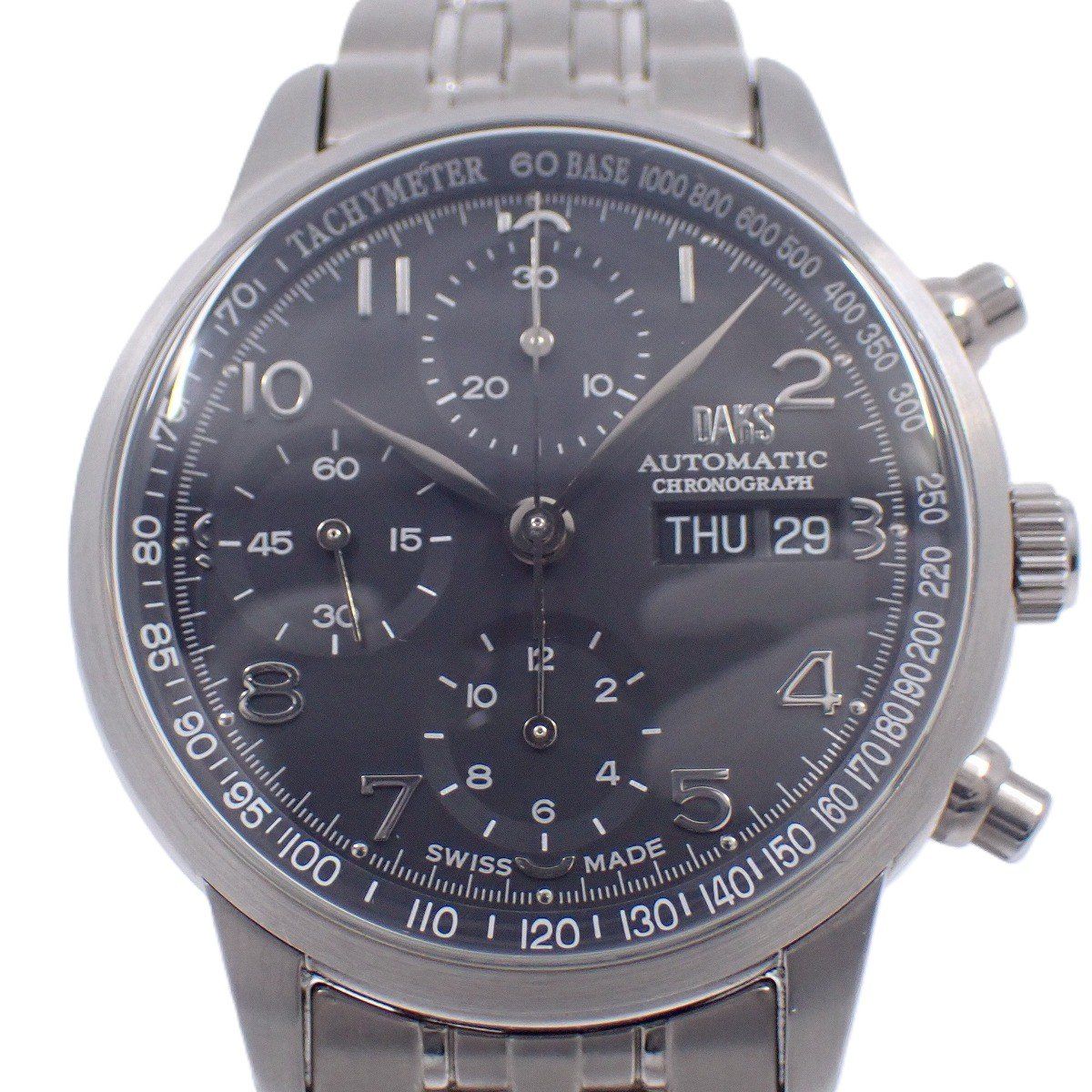 DAKS ダックス ETA 7750搭載 クロノグラフ デイデイト 自動巻き メンズ 腕時計 黒文字盤