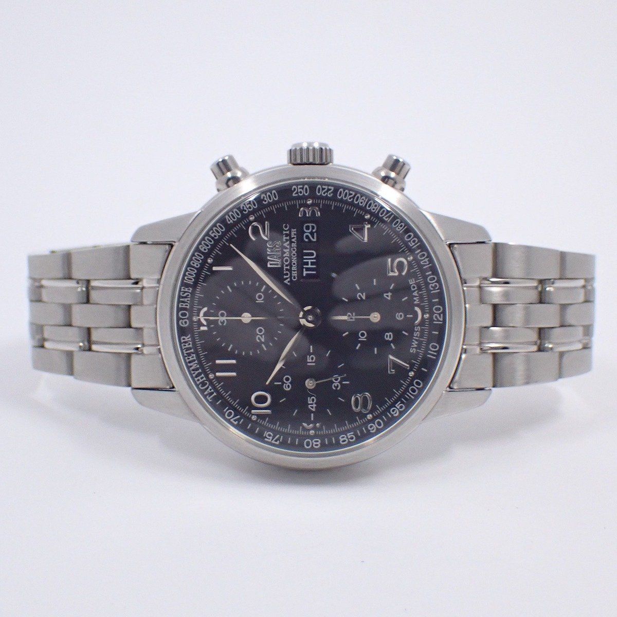 DAKS ダックス ETA 7750搭載 クロノグラフ デイデイト 自動巻き メンズ 腕時計 黒文字盤