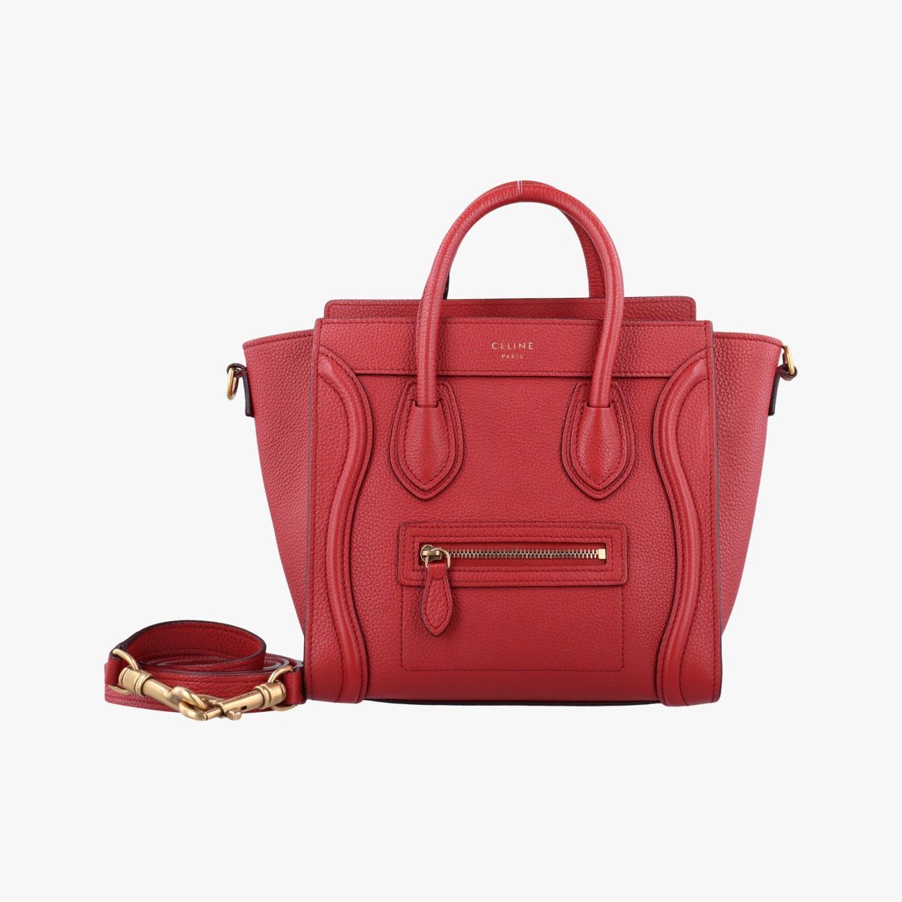 セリーヌCelineラゲージナノショッパー レッド レザー U AT 5106 CU 5126