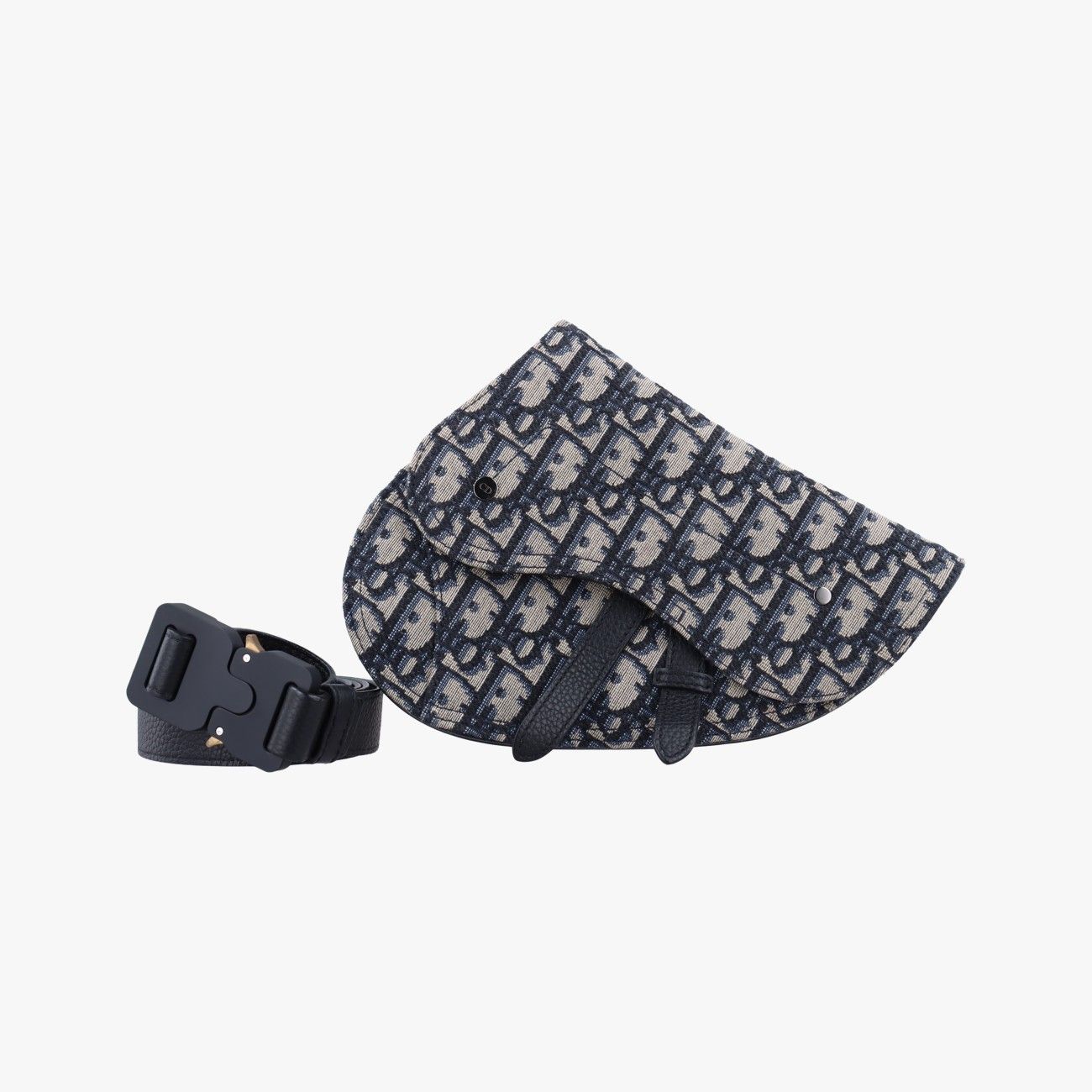 クリスチャンディオールChristian Diorサドルバッグ グレー ネイビー ジャガード 19 BO 0220