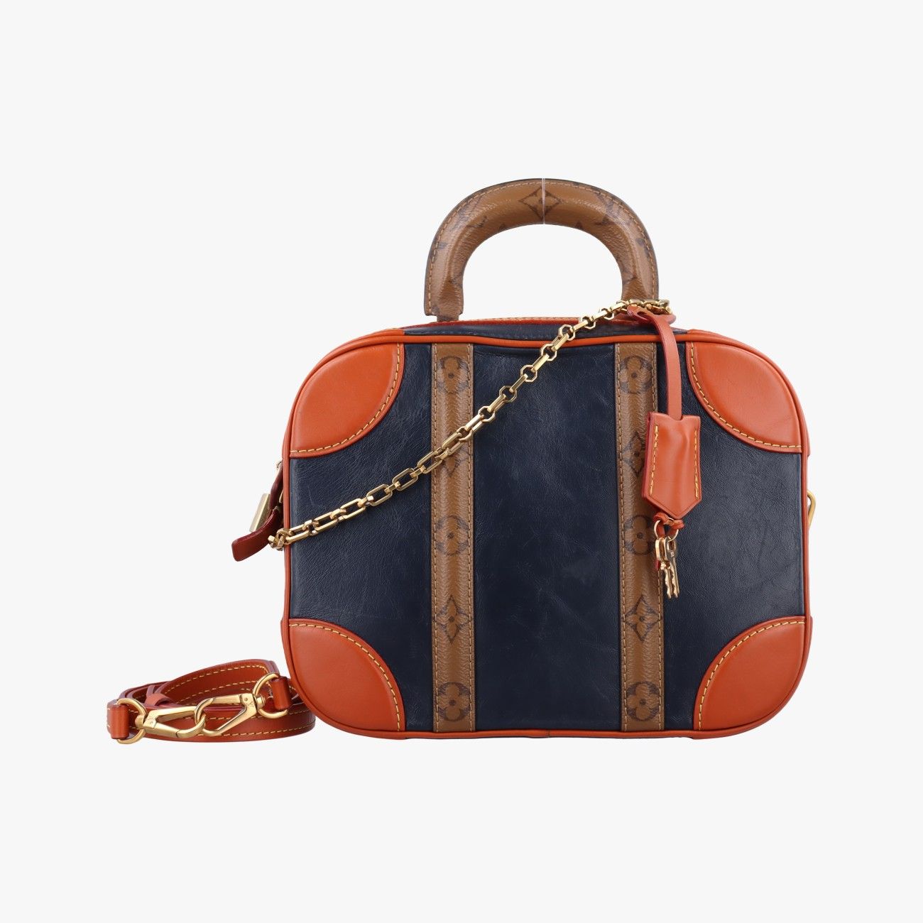 ルイヴィトンLouis VuittonヴァリゼットPM ブラウン ネイビー レザー モノグラム リバース M 53782 RI 1149 ICチップ