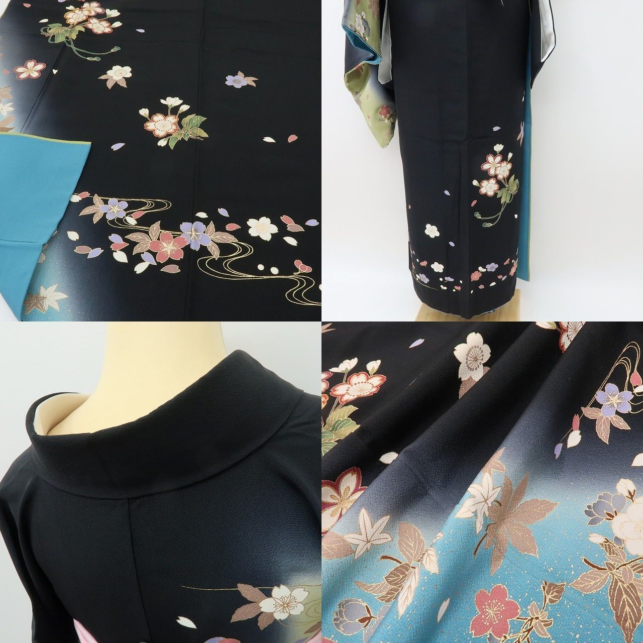 六花-RIKKA- 正絹 金駒刺繡 桜 トールサイズ❀いつでも夜桜❀訪問着
