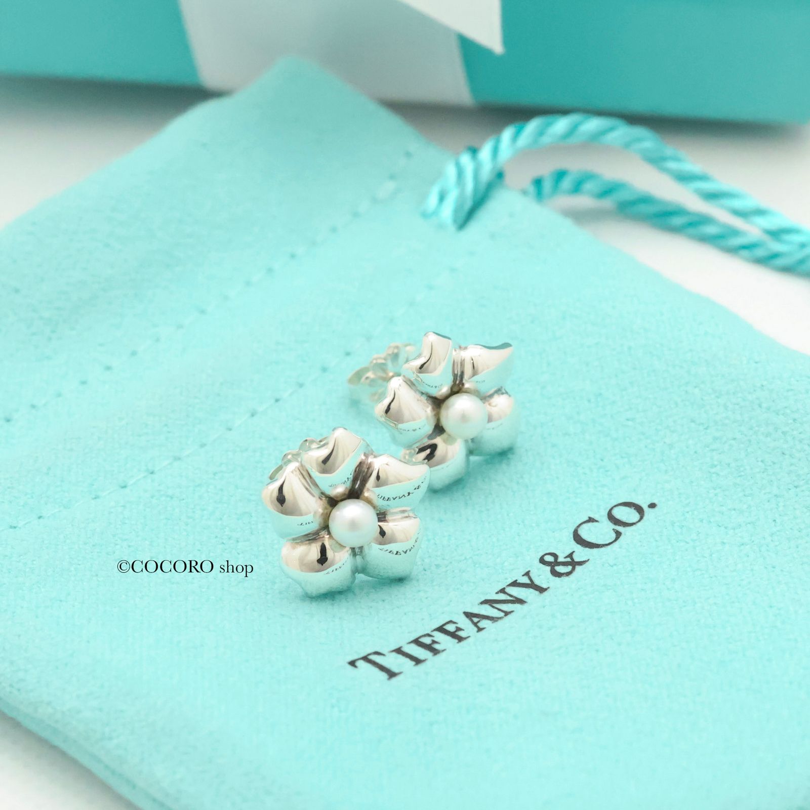 ティファニー TIFFANY&Co. フラワー パール　ピアス AG925 美品】ティファニー TIFFANY&Co. フラワー パール スタッド ピアス