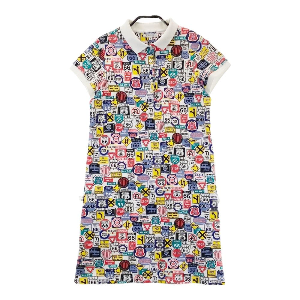 サイズ：1 JACK BUNNY ジャックバニー 半袖ポロ ワンピース 標識 総柄