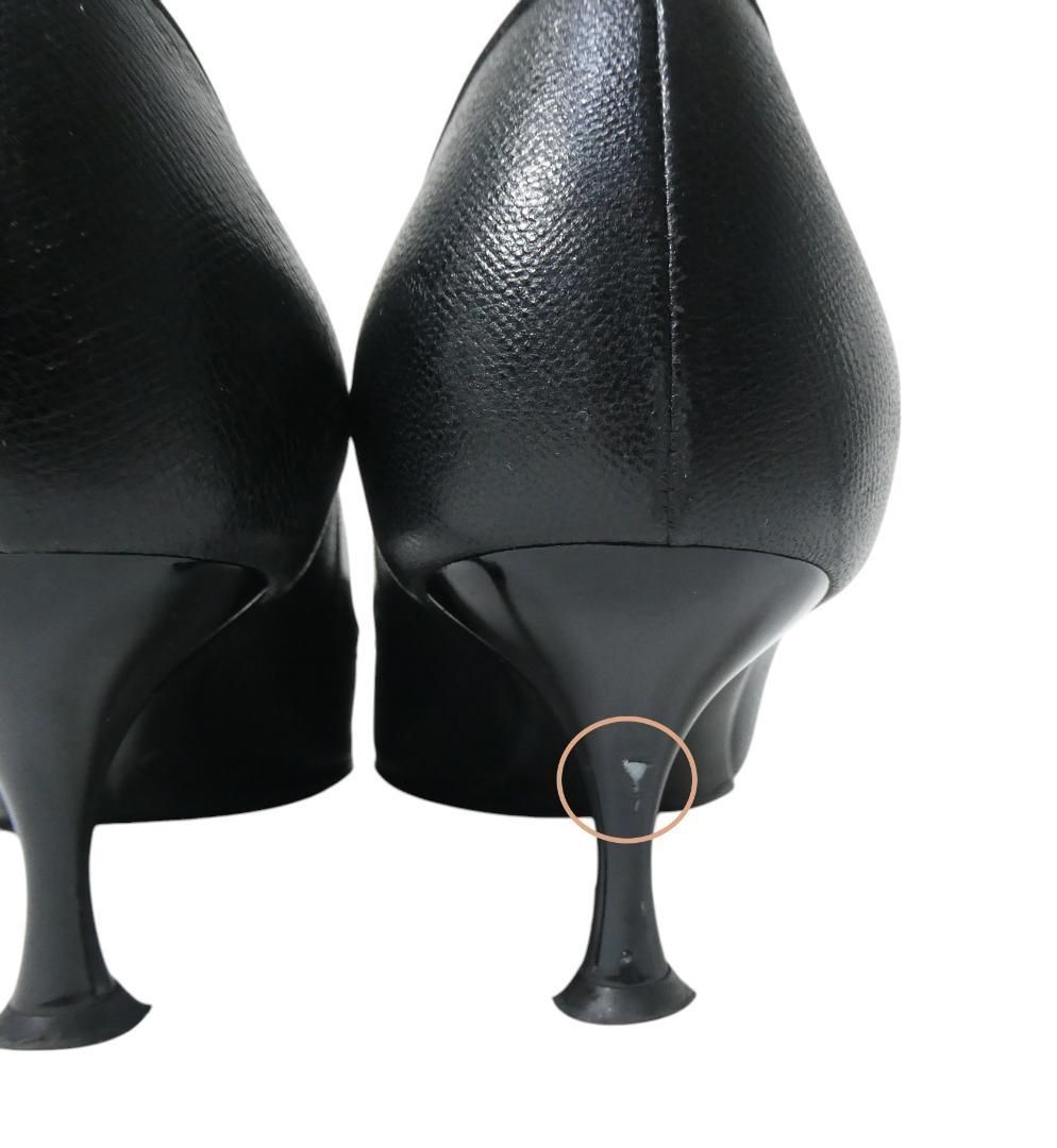 Salvatore Ferragamo サルヴァトーレフェラガモ サイズ6 5 D 約24㎝ ガンチーニ レザー ポインテッドトゥ ピンヒール パンプス 黒 ブラック レディース ハイヒール パンプス パンプス 靴