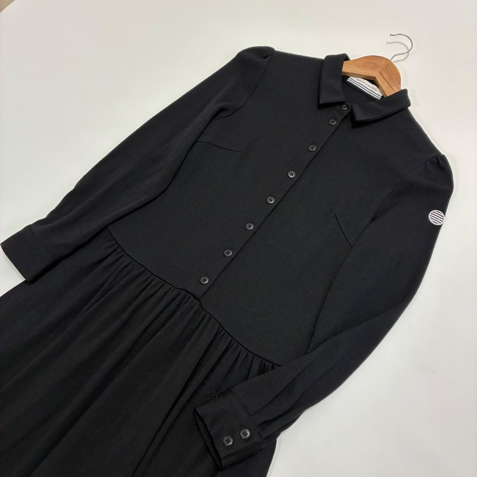 BORDERS at BALCONY ボーダーズアットバルコニー ウィークエンドシャツドレス 38 ブラック 黒