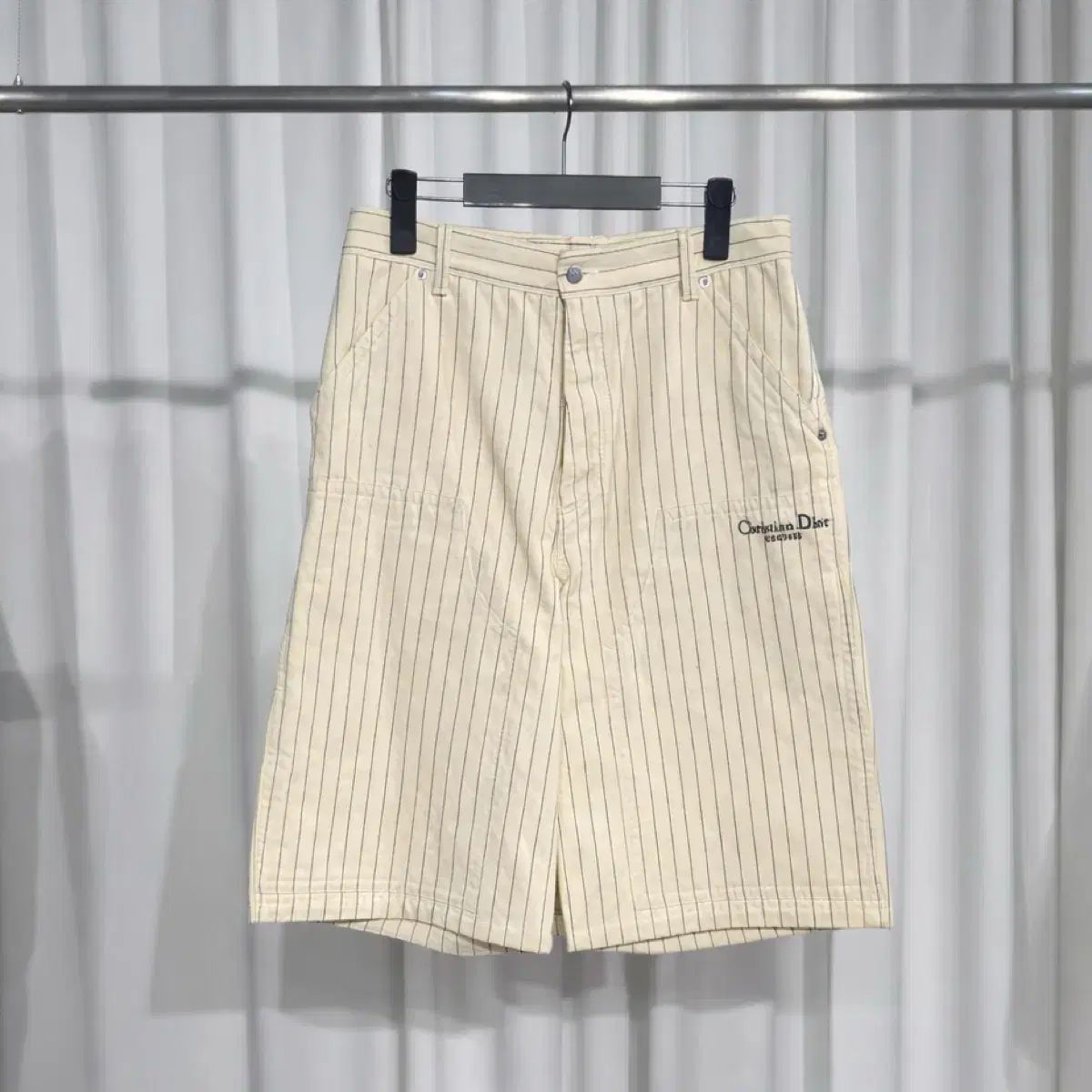 ディオール クチュール ストライプ ロゴ 刺繍 パンツ ハーフパンツ