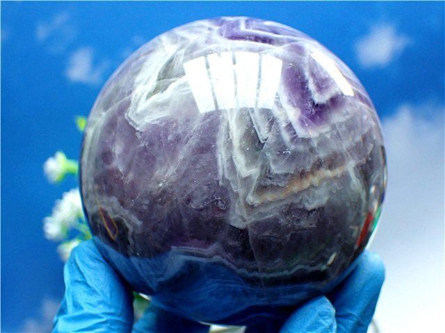 天然～愛の守護石～夢幻紫水晶アメジスト丸玉B89G1 179G03A