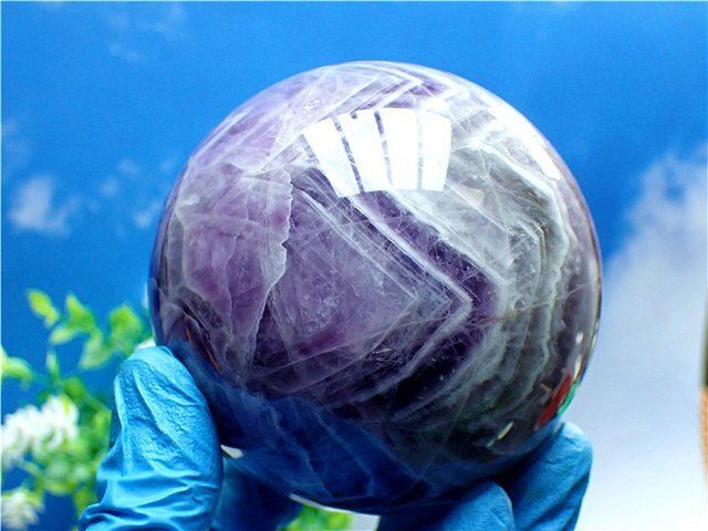  天然～愛の守護石～夢幻紫水晶アメジスト丸玉B89G1 179G03A ブレスレット収納 置物 インテリア小物