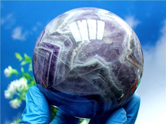 天然～愛の守護石～夢幻紫水晶アメジスト丸玉B89G1