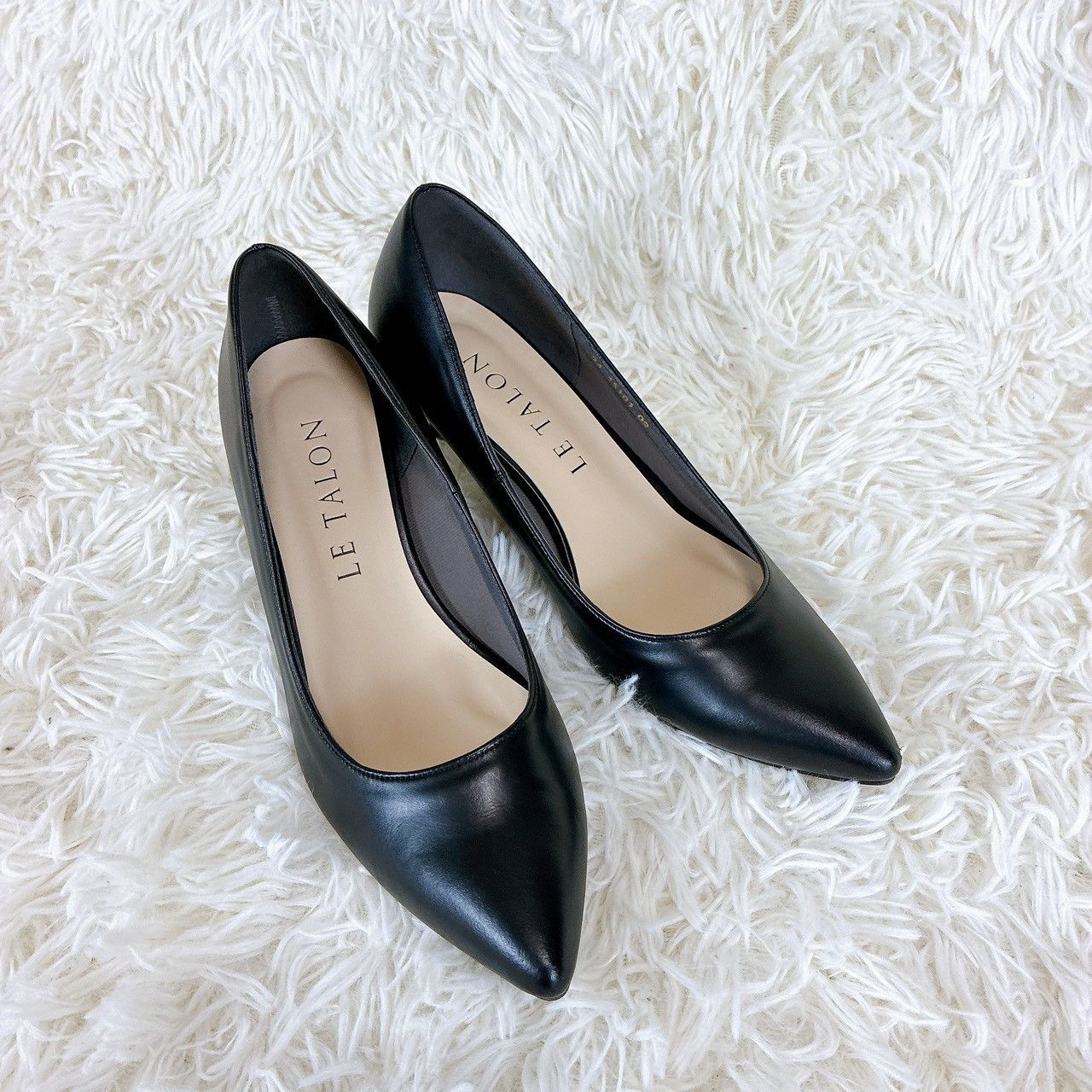LE TALON ルタロン 23.5cm レザー パンプス ポインテッドトゥ ブラック 