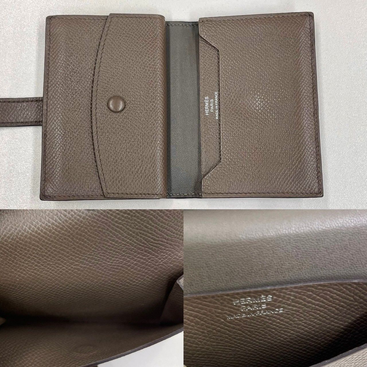 U刻印 エルメス ベアンミニ エプソン エトゥープ コンパクトウォレット 
