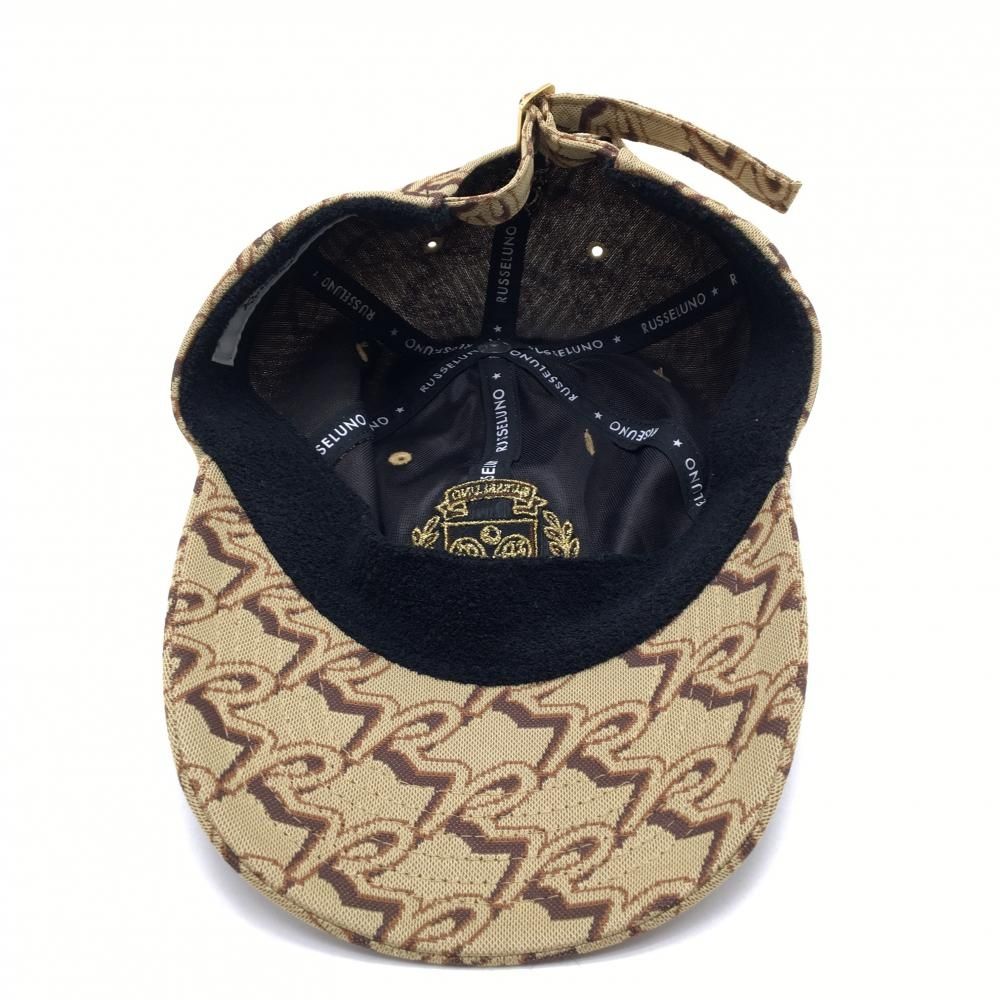 美品】ラッセルノ キャップ ベージュ×ブラウン 総柄 ルチャ F ゴルフ
