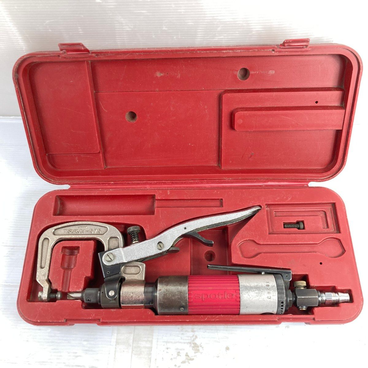 ＊＊TSUKAI SPOTLE エアースポットドリル スポット溶接穴あけ 板金 ケース付 T 575 レッド