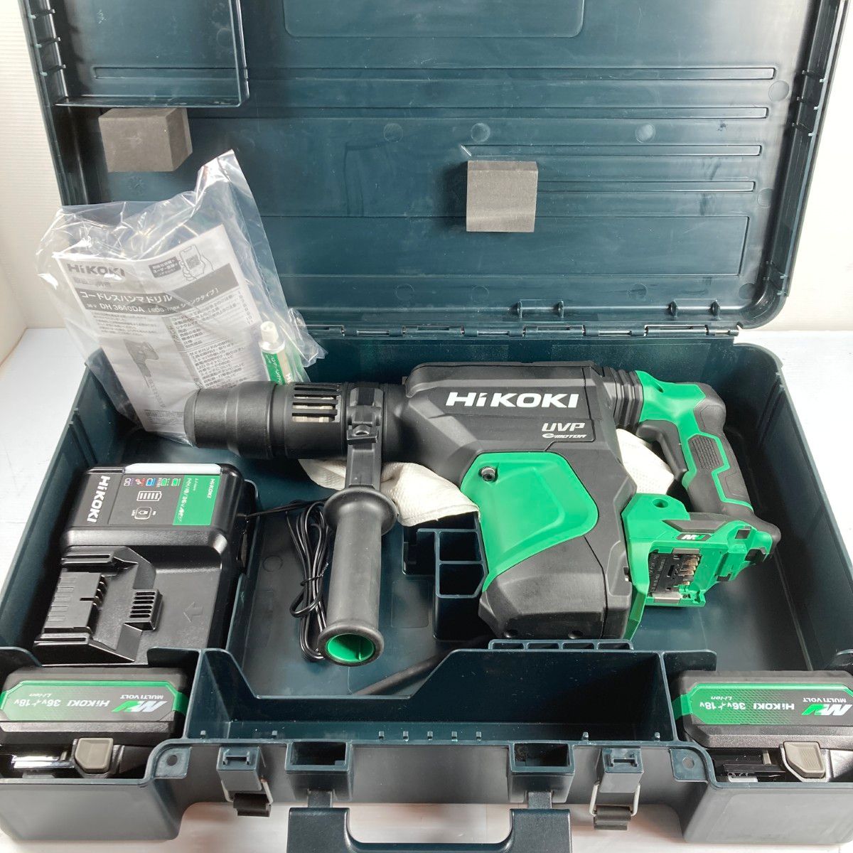 ＊＊HiKOKI ハイコーキ 36 V 40 mm コードレスハンマドリル SDSシャンク バッテリ 充電器 ケースセット PSEマークあり グリーン ブラック