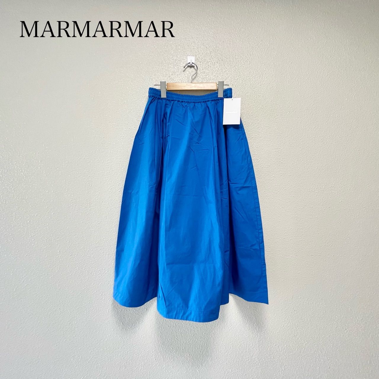 販売継続品 タグ付き♥品 MARMARMAR マーマーマー タックボリュームスカート ライトブルー 日本製