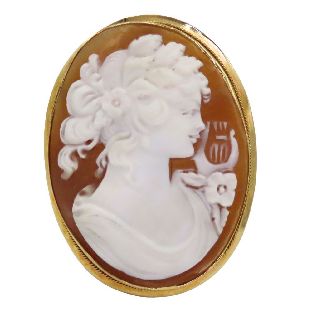 中古】K18 カメオ ブローチ ペンダントトップ 約7.79g ノーブランド